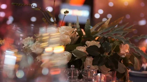 Table With Cutlery At Party. Empty Glasses In The Dark. Stock Footage 110755368