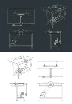 Table Cutting Machine Drawings Stock Illustration