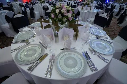 Table decor with flower Stock Photos
