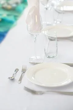Table decor ready for a celebration event - birthday party or wedding Stock Photos