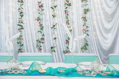 Table decor ready for a celebration event - birthday party or wedding Foto stock