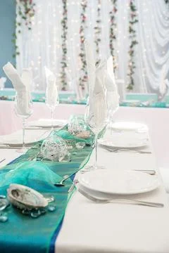 Table decor ready for a celebration event - birthday party or wedding Stock Photos