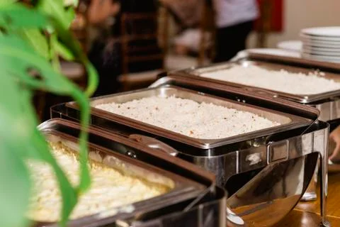 Table decorated for buffet in event Stock Photos