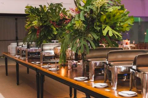Table decorated for buffet in event Stock Photos
