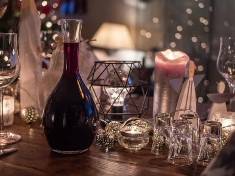 Table decorated for Christmas Stock Photos
