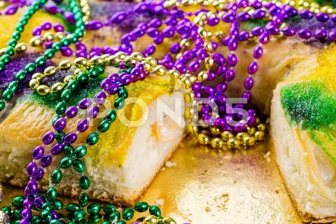 Table decorated for Mardi Gras party. Stock Photos