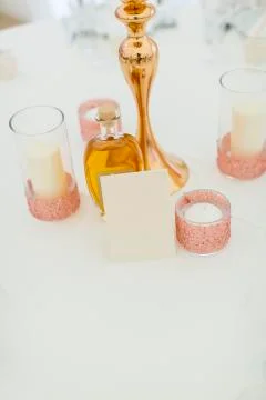 Table decoration with candle Stock Photos