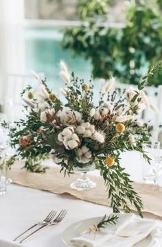 Table decoration for a ceremony. Stock Photos