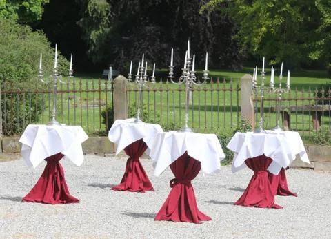 Table decoration outside for wedding Stock Photos