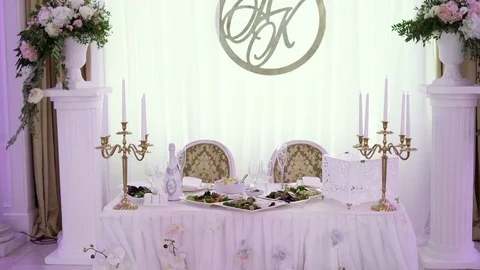 Table decoration at the party Stock Footage 77204347