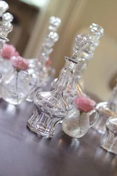 Table decoration with pink as a theme. Stock Photos