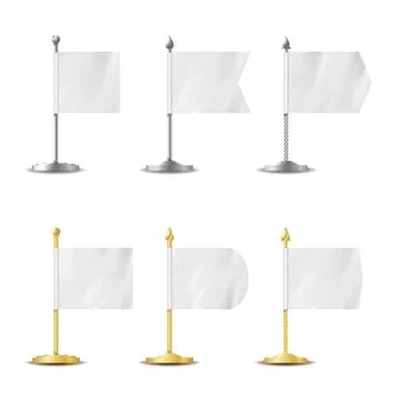 Table Desk Flag Set. Vector Realistic Illustration. Desk Flag Mockup Isolated Stock Illustration