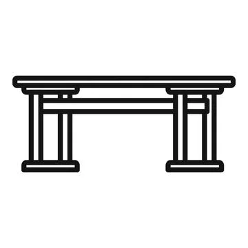 Table desk icon outline vector. Round furniture Illustrazione stock