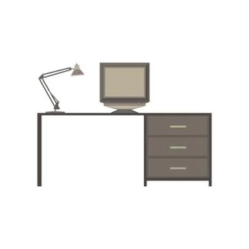 Table desk vector office wood background computer view illustration 스톡 일러스트