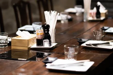 Table for dinner before the night of the holiday Stock Photos