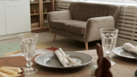 Table with Dishes on Easter Stock Footage 148735015