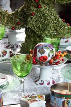 Table with dishes Stock Photos