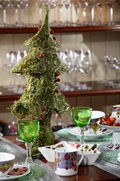 Table with dishes Stock Photos
