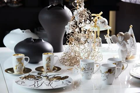 Table with dishes Stock Photos