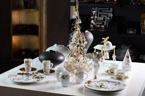 Table with dishes Stock Photos