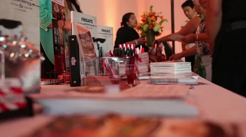 Table during conference event Stock Footage 46038124