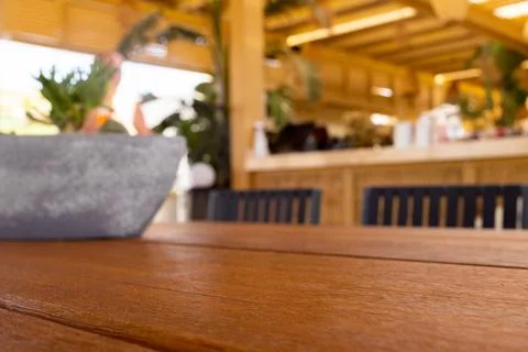  Table empty background in cafe ,restaurant background.Front view. . Dinin... Foto stock
