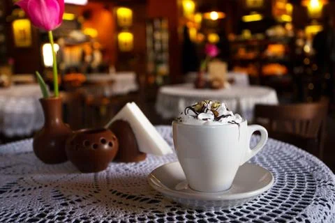 Table at the empty cafe Stock Photos