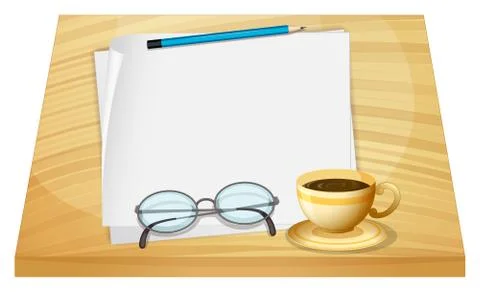 A table with empty pieces of papers Stock Illustration