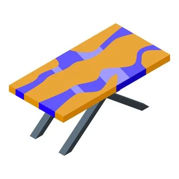Table epoxy resin icon isometric vector. Wood texture Stock Illustration