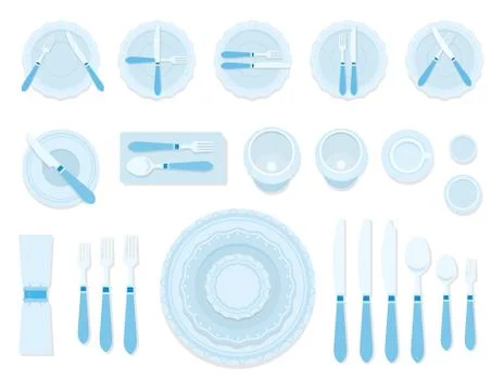 Table Etiquette organizations icons flat vector Stock Illustration