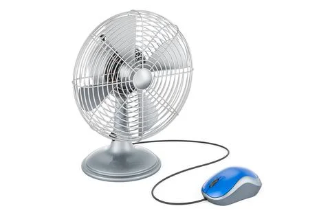 Table fan with computer mouse. 3D rendering Stock Illustration