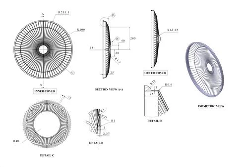 Table fan front cover 3d model graphical representation Illustrazione stock