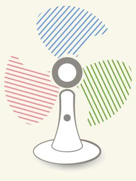 The table fan on a gray background with color screws. Illustrazione stock
