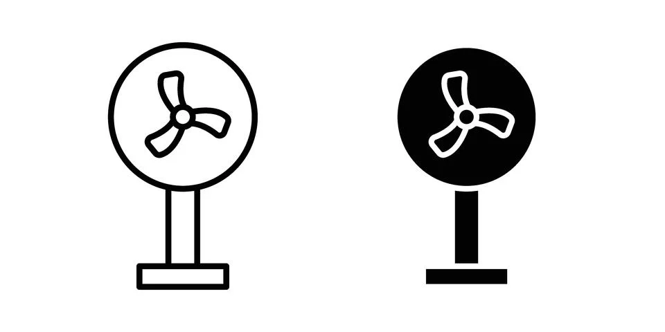 Table Fan icon drawing lines. Silhouette style vector bundle 库存插图