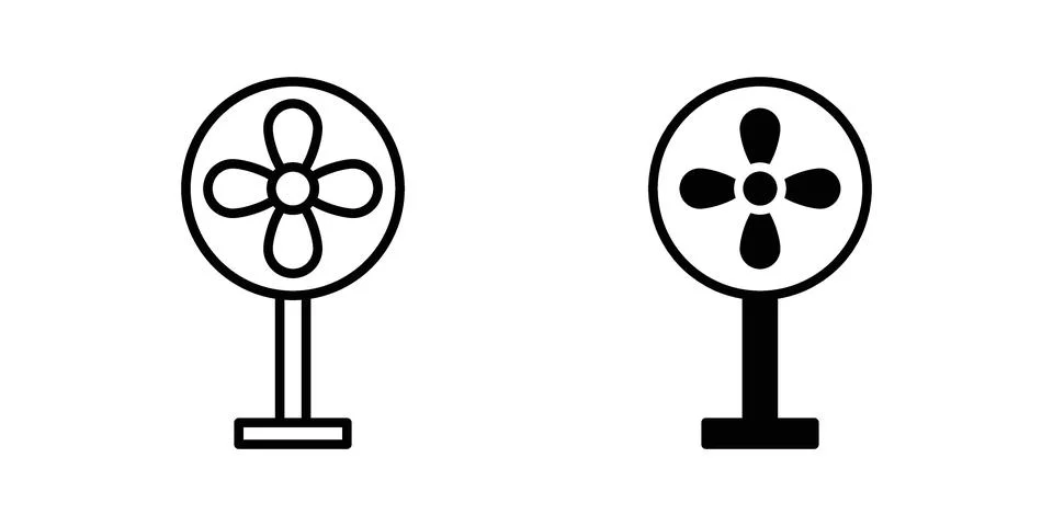Table Fan icon pack with silhouette and stroke web icons Stock Illustration