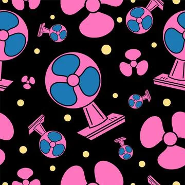 Table Fan Icon Seamless Pattern, Desktop Air Flow Fan Vector Art Illustration Stock Illustration