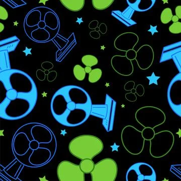 Table Fan Icon Seamless Pattern, Desktop Air Flow Fan Vector Art Illustration Stock Illustration