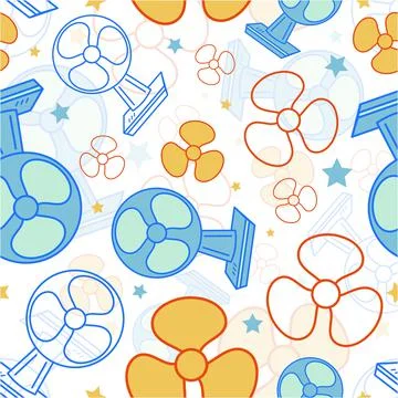 Table Fan Icon Seamless Pattern, Desktop Air Flow Fan Vector Art Illustration Stock Illustration