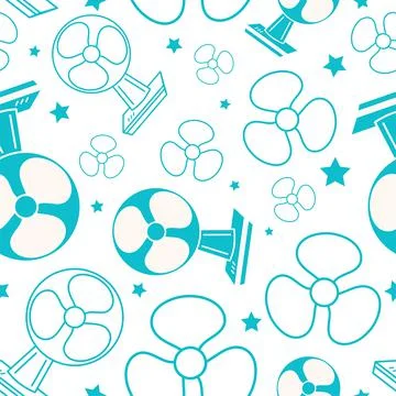 Table Fan Icon Seamless Pattern, Desktop Air Flow Fan Vector Art Illustration Illustrazione stock