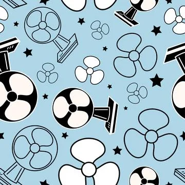Table Fan Icon Seamless Pattern, Desktop Air Flow Fan Vector Art Illustration Stock Illustration