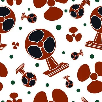 Table Fan Icon Seamless Pattern, Desktop Air Flow Fan Vector Art Illustration Stock Illustration