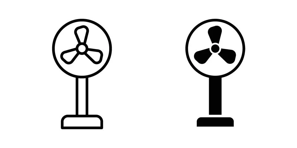 Table Fan icon silhouette vector set. thin line pack Stock Illustration