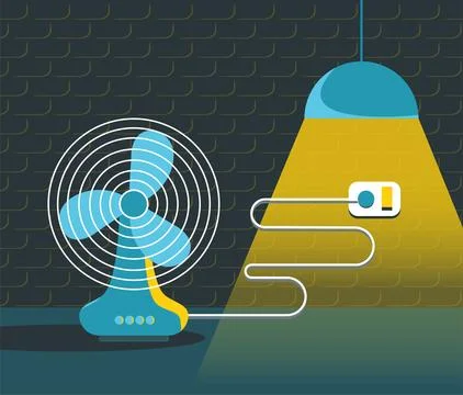 Table fan with lamp vector illustration Stock Illustration