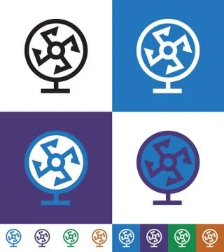 Table Fan Line Icon, Household Appliance Stock Illustration