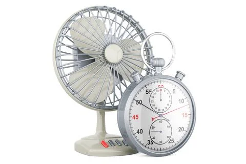 Table fan with stopwatch, 3D rendering Stock Illustration