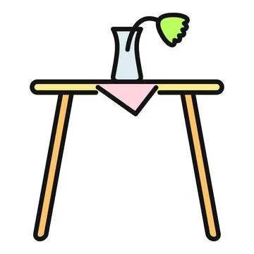 Table with flower vase and decorative napkin vector Stock Illustration