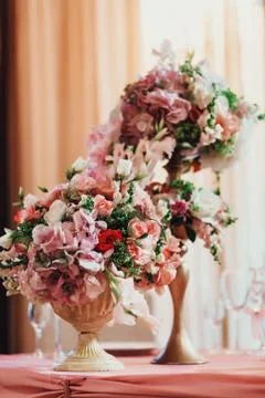 Table with flowers	 Stock Photos