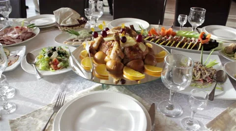 Table with food Video stock 47471855