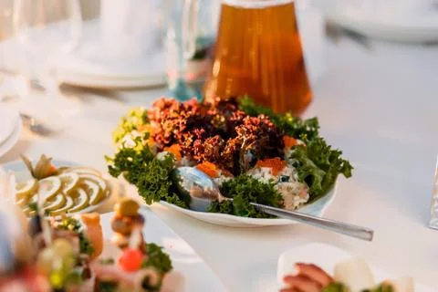 Table with food Stock Photos