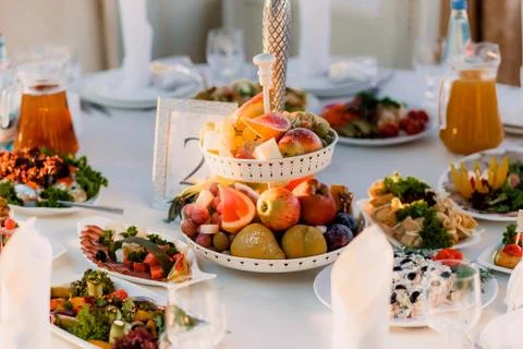 Table with food Stock Photos
